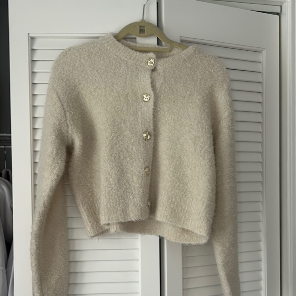 Cream Button-Up Cardigan